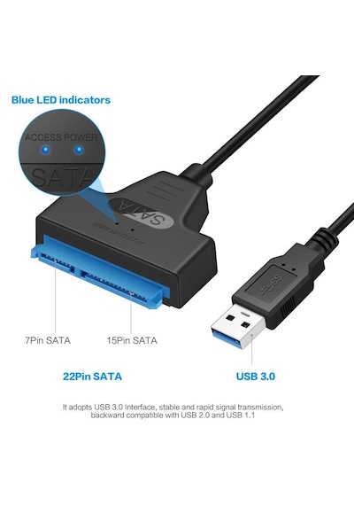 Usb 3.0 - Sata Dönüştürücü Kablo, 2.5 İnç Hdd/ssd Taşınabilir Hard Disk Okuyucu Adaptör