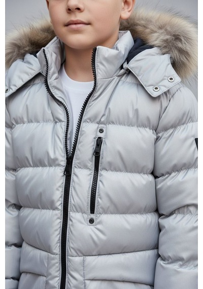 Benitto Kids Erkek Çocuk Şişme Mont 51334 Gri