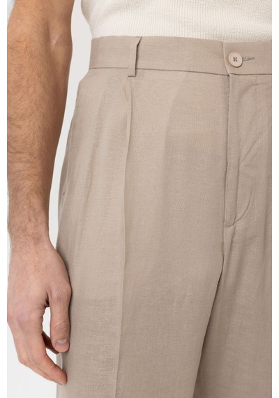 Antioch Keten Karışımlı Erkek Baggy Pantolon Bej