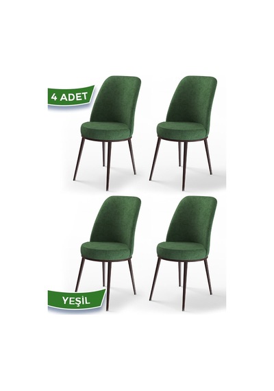 Canisa Concept Dexa Serisi Yeşil Renk 4 Adet Sandalye, Renk Yeşil, Ayaklar Kahverengi Yeşil