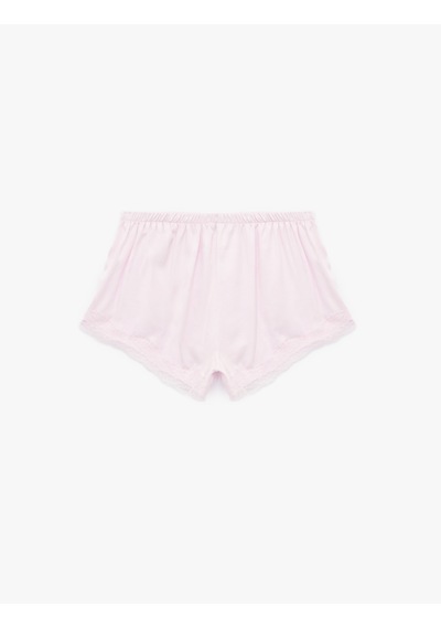 Koton Dantel Detaylı Saten Şort Pijama Altı Pembe Desenli 5slk80054mw Pembe Desenli