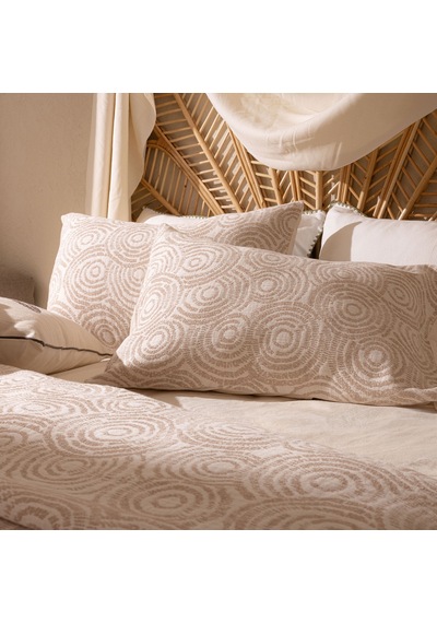 Soft Dune Çift Kişilik Yatak Örtüsü Seti - Ekru / Kahverengi - 220x240 Cm + 50x70 Cm Çok Renkli