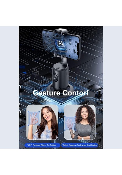 Ayrex Hobimtek P01 360 Hareket Algılayıcı Sensörlü Akıllı Çekim Selfie Video Takip Tripodu Gimbal Telefon Tutu