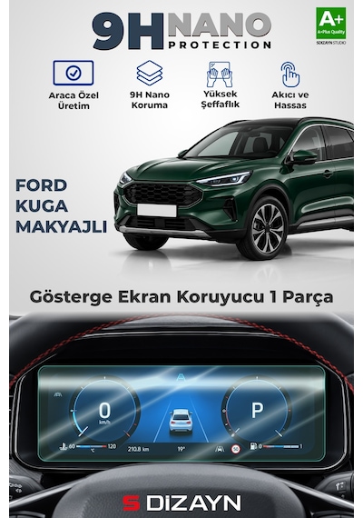 S-dizayn Ford Kuga Makyajlı Titanium Ve St-line 9h Nano Gösterge Ekran Koruyucu Parlak 2024 Üzeri A+ Kalite