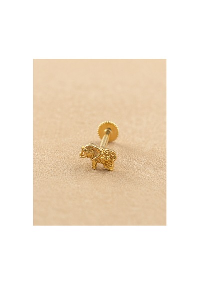 14 Ayar Altın Desenli Fil Model Tragus Piercing Küpe