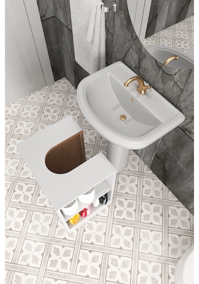 Rans Banyo Dolabı, Wc Alt Lavabo Dolabı Mdf Beyaz