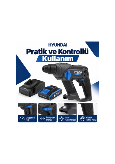 Hyundai Rh20s-13 20v Akülü Kırıcı Delici Seti 1,3j Sds-plus 2ah Akü Ve Şarj Dahil