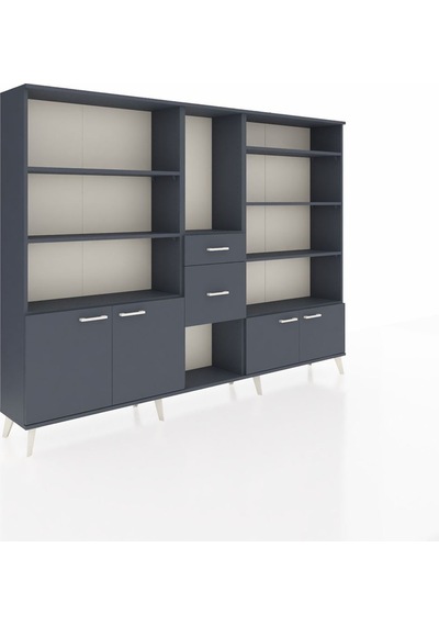 Arges Dolap 10 Raflı 2 Çekmeceli 4 Kapaklı 220x30x163 Antrasit-antrasit Antrasit - Antrasit