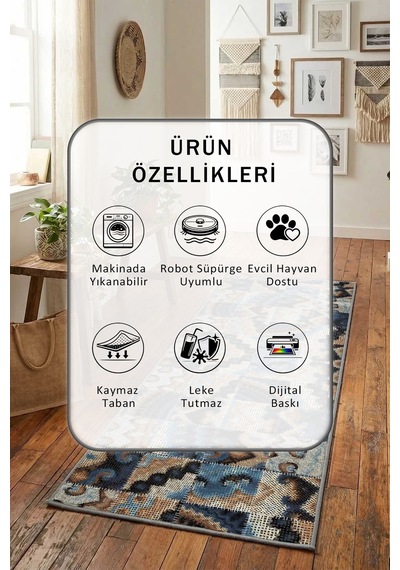 Fbh15227-2 Salon Mutfak Yatak Odası Yıkanabilir Yolluk Siyah