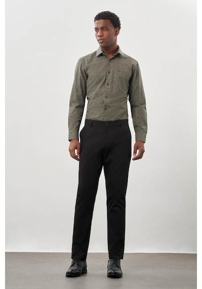 İmza Siyah Düz Armürlü Pamuklu Yan Cep Comfort Fit Casual Pantolon 1003245169 Siyah