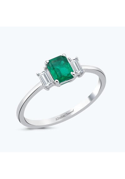 Altınbaş Pırlanta Zümrüt Emerald Kesim Yüzük Mkm109z-14k