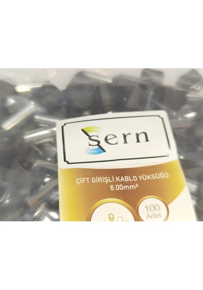 6 Mm Çift Girişli İzoleli Kablo Yüksüğü Alman Norm Siyah 1 Paket 100 Adet