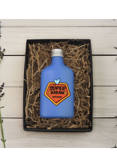 Bk Gift Kişiye Özel İsimli Baba Temalı Mavi Tasarım Cam Şişe Kolonya 200 ML 2