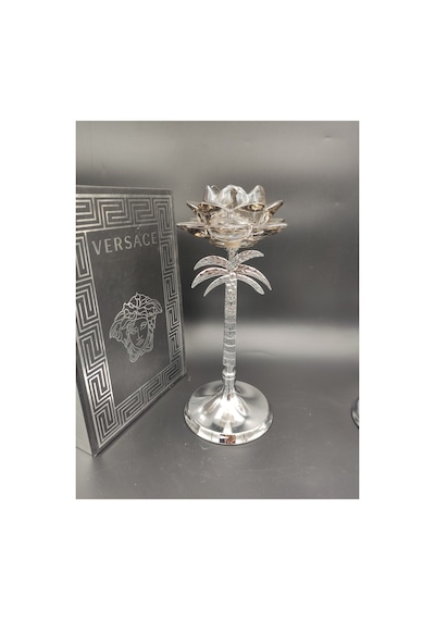 Chacha Home Lüx Palmiye Şamdan Set Krom Renk 35cm/30cm/25cm Krom