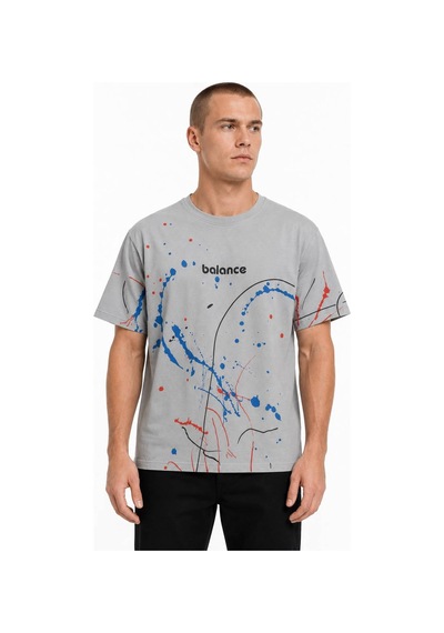 Erkek Baskılı Sıfır Yaka Regular Fit %100 Pamuk Unisex Tişört Gri