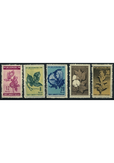 Koleksiyon Pulları, 1950 Tc İzmir Fuarı Konulu 5 Pulluk Damgasız Tam Seri,n11-20