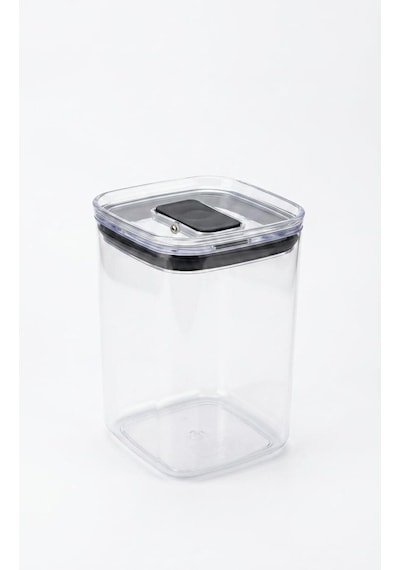 Fresh Hava Geçirmez Kare Plastik Erzak Kabı 1400 Ml - Vakumlu Tek Tuş Kapaklı Şeffaf Plastik Bakliyat, Un Ve Şeker Saklama Kabı, Bpa İçermez 10,5x10,5x17,5cm