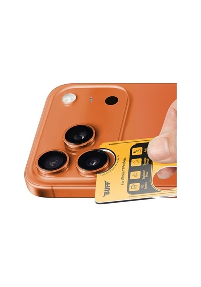 İphone 17 Pro Max İle Uyumlu Metal 9h Kamera Lens Koruyucu Turuncu
