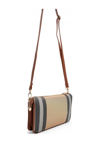 Silver & Polo Silver Polo Bej - Taba Ekose Kadın Çapraz Çanta Sp1291