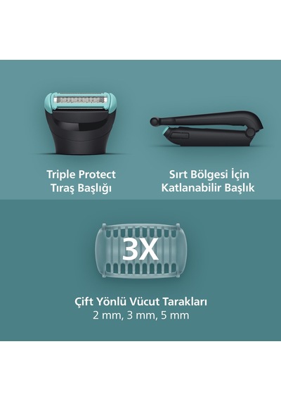 5000 Vücut Tıraş Makinesi, 3'lü Cilt Koruma Sistemi, Islak&kuru, Sırt Başlığı, Bg5475/15 Diğer