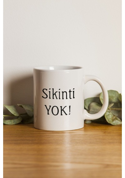 Porselen - Iqra - Sıkıntı Yok Motto Kupa Bardak. . Beyaz
