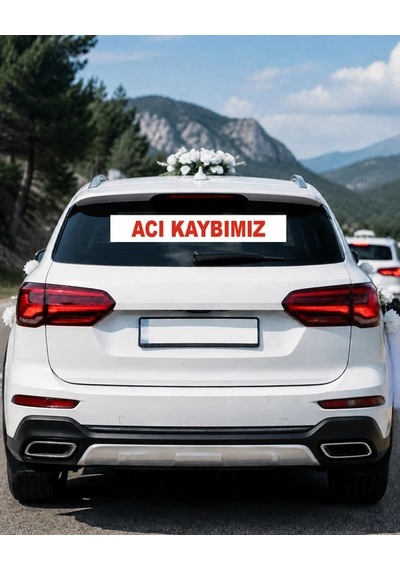 Acı Kaybımız Araba Arkası Konvoy Yazısı 100 15 Cm Beyaz