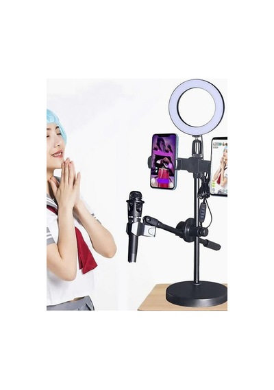 Çekim Işıklı Telefon Tutucu Makyaj Işığı Live Profesyonel Canlı 4 In 1 Işıklı Stand