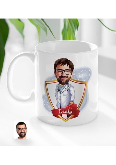 Kişiye Özel Isimli Erkek Acil Tıp Teknisyeni Karikatürlü Beyaz Ku