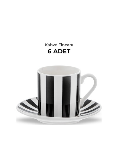 Emsan Bold New Bone 6 Kişilik Kahve Fincan Takımı 90 Ml Siyah