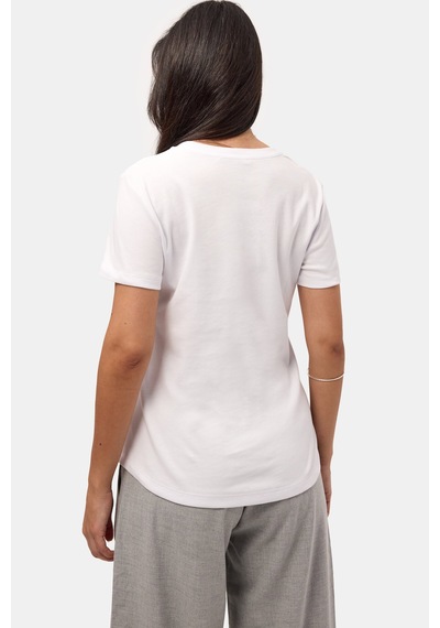 it's basic Kadın Beyaz S6-2 Bisiklet Yaka Organik Koton T-shirt