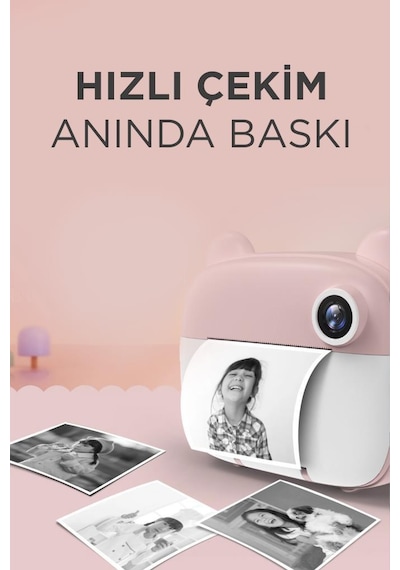 Torima Trm-cmr14 Pembe Dijital Video Kayıt Fotoğraf Çocuk Kamerası Anlık Termal Resim Kağıt Baskılı Yazıcı