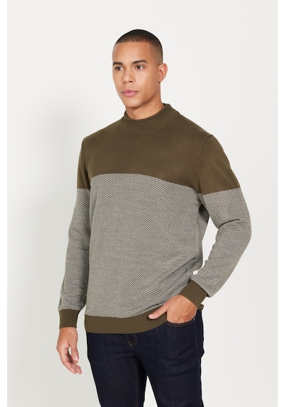 AC&Co / Altınyıldız Classics Erkek Hakı-grı Standart Fit Normal Kesim Yarım Balıkçı Yaka Desenli Triko Kazak Haki - Gri AC&Co / Altınyıldız Classics Erkek Hakı-grı Standart Fit Normal Kesim Yarım Balıkçı Yaka Desenli Triko Kazak Haki - Gri