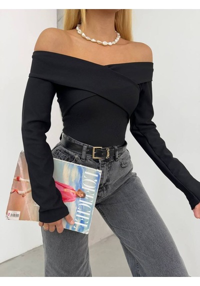 Lymens Çapraz Bantlı Straplez Bluz - Şıklığın Ve Zarafetin Buluşma Noktası Siyah