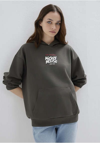 Mavi - Mickey Mouse Sırt Baskılı Haki Sweatshirt 1s10521-71553 Yeşil