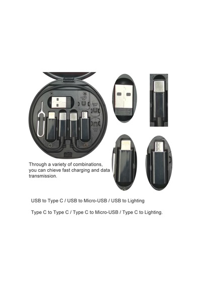 60w Çok Fonksiyonlu Usb Veri Şarj Kablosu Seti - Type-c Micro Usb Lightning Adaptörlü