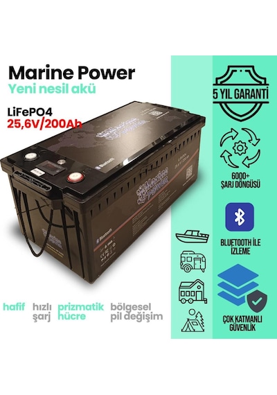 Marine Power 24v 200ah Lityum Lifepo4 Akü