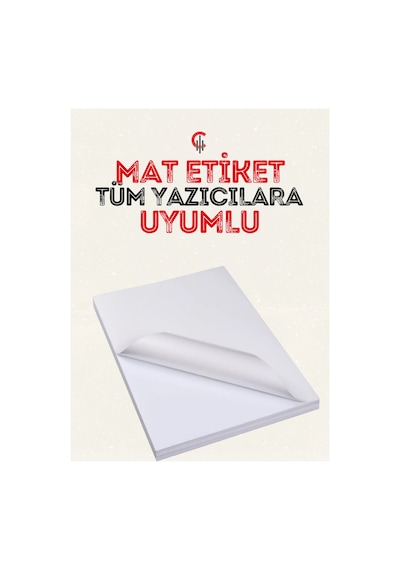 Yapışkanlı Mat Etiket Kartuşlu Mürekkepli Tüm Yazıcılara Uygun Sticker A4 25 Adet Diğer