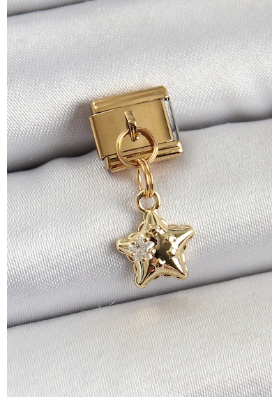 316l Çelik Sallantılı Zirkon Taşlı Yıldız Model Gold Renk Charm Gümüş 66267424