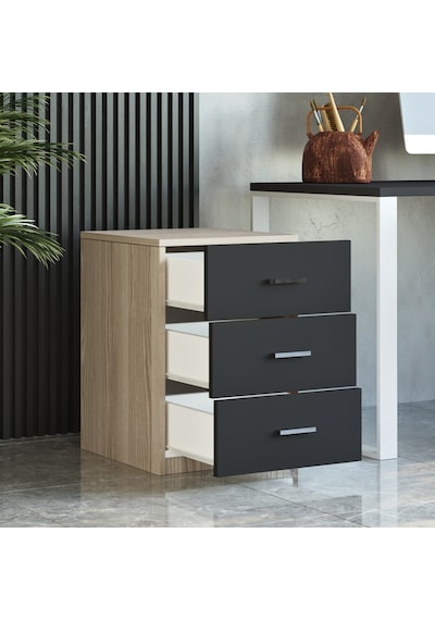 Yurudesign Vario C Ofis 3 Lü Keson Meşe-Siyah