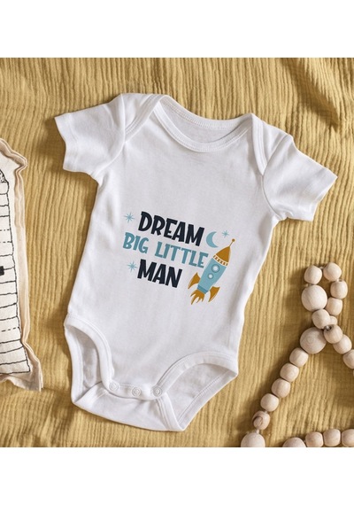 Bk Kids Dream Big Little Man Tasarımlı Bebek Body Zıbın - Model 1 6 - 9 Ay sarı