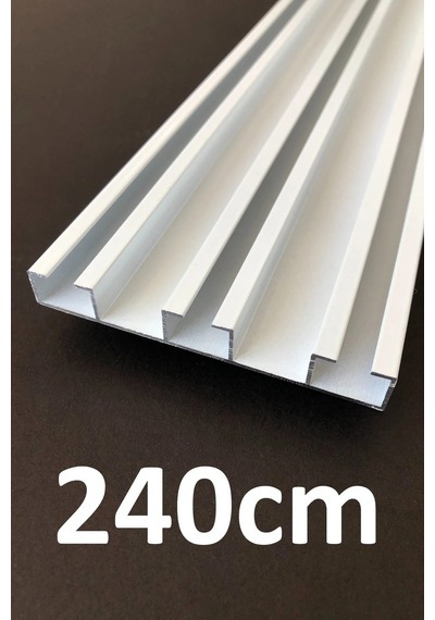 Üç Kanallı 240cm Alüminyum Beyaz Perde Rayı 80mm Kalın Üçlü Korniş Beyaz