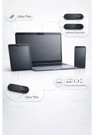 Webcam Kapatıcı Kamera Koruyucu 3 Lü Set Ultra İnce Gizlilik Koruma Laptop Tablet Telefon Uyumlu Kayar Kapaklı Güvenli Kamera Engelleyici