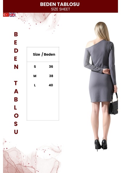 Zedefx Kadın Tek Omuz Bodycon Elbise Gri