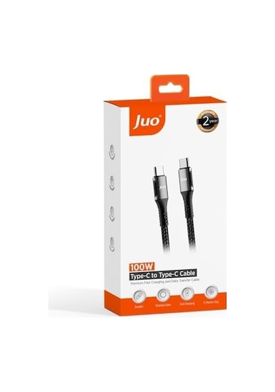 100w 5a E-mark Çipli Pd Type-c To Type-c Örgülü Hızlı Şarj Ve Data Kablosu 2 Metre