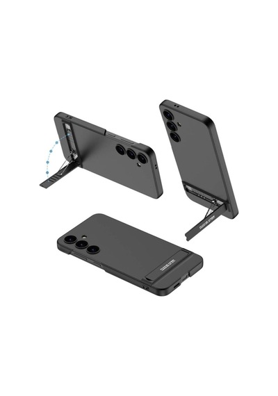 Galaxy S24 Kılıf Zore Kamera Korumalı Dikey Standlı Ays Kapak Siyah