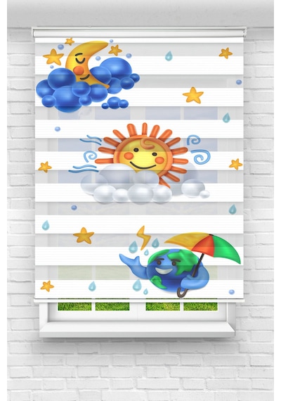 Perdeoutlet38 Baskılı Renkli Summer Dijital Baskılı Zebra Perde-cocuk Odası-stor Perde Model:pz-2548 Çok Renkli