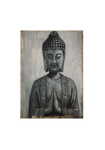 Bedeko Buda Heykeli Desenli Ahşap Tablo 25 Cm X 35 Cm