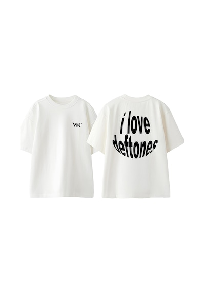 Thewert Deftones 21 Tasarım Sırt Baskılı Pamuk Beyaz Oversize T-shirt