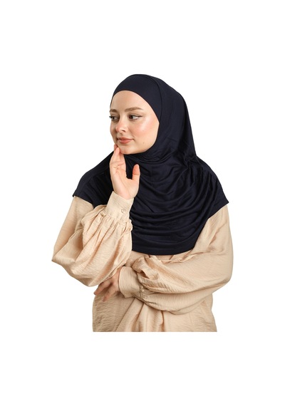 Hürrem Bone Lacivert Pratik Hazır Geçmeli Tesettür Eşarp Viskon Boneli Büyük Boy 1290bv 02 lacivert