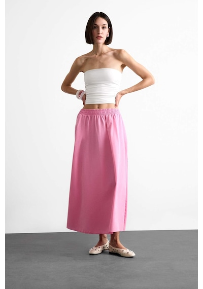 Defacto Esnek Belli Cepli Maxi Etek F7897ax25smpn113 Pembe